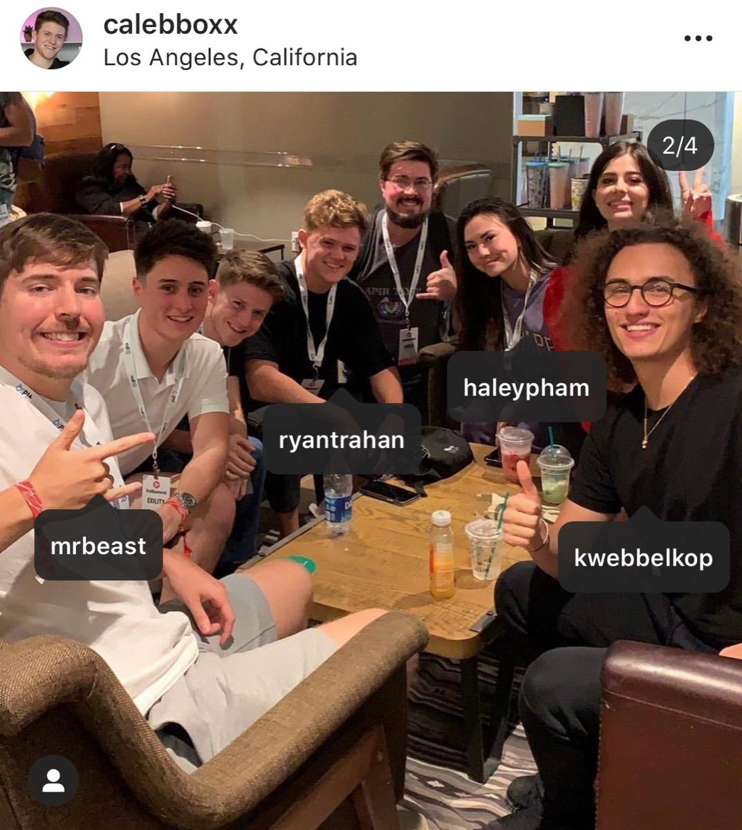 Caleb with top creators at YouTube events