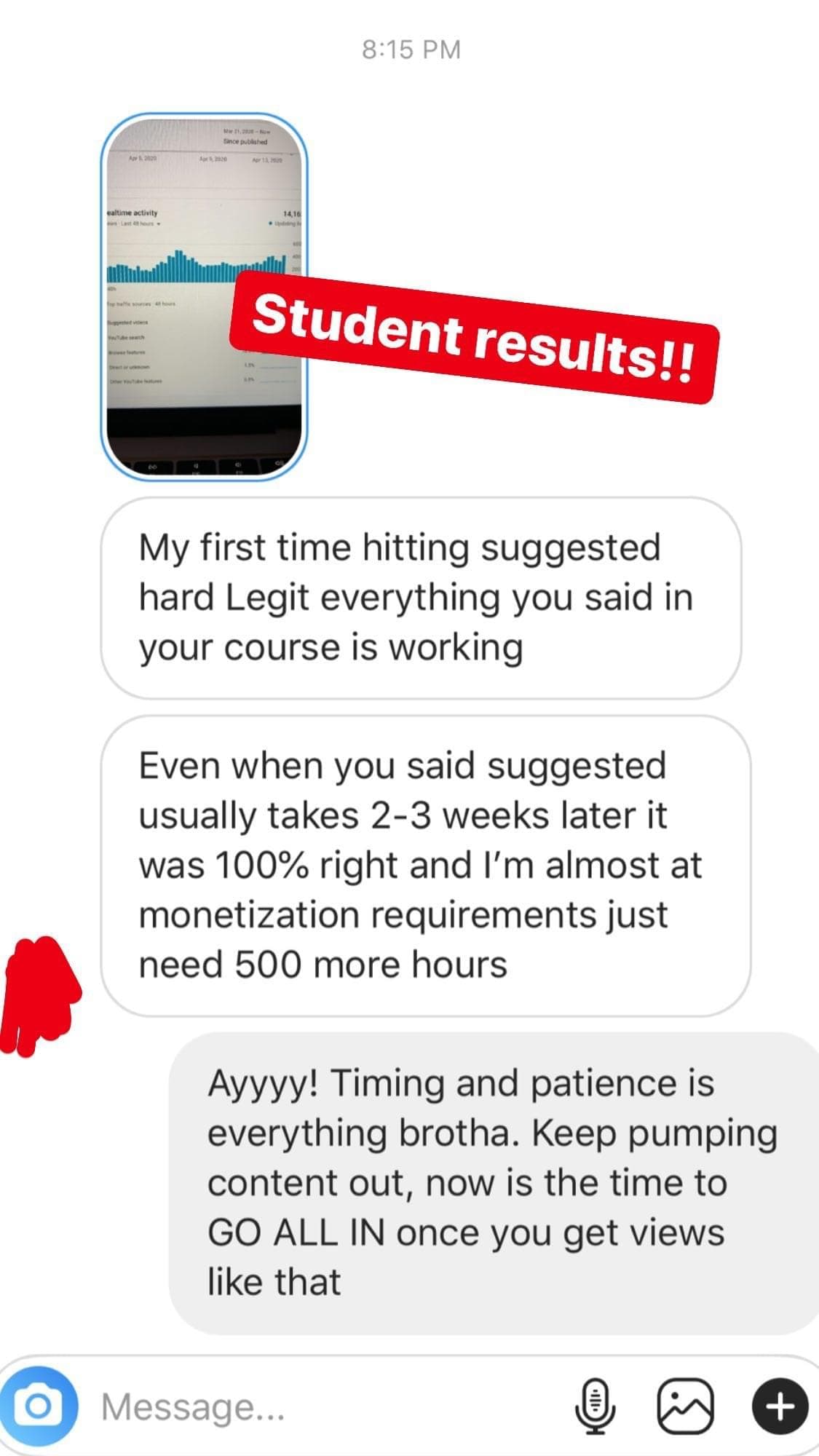 Student result screenshot